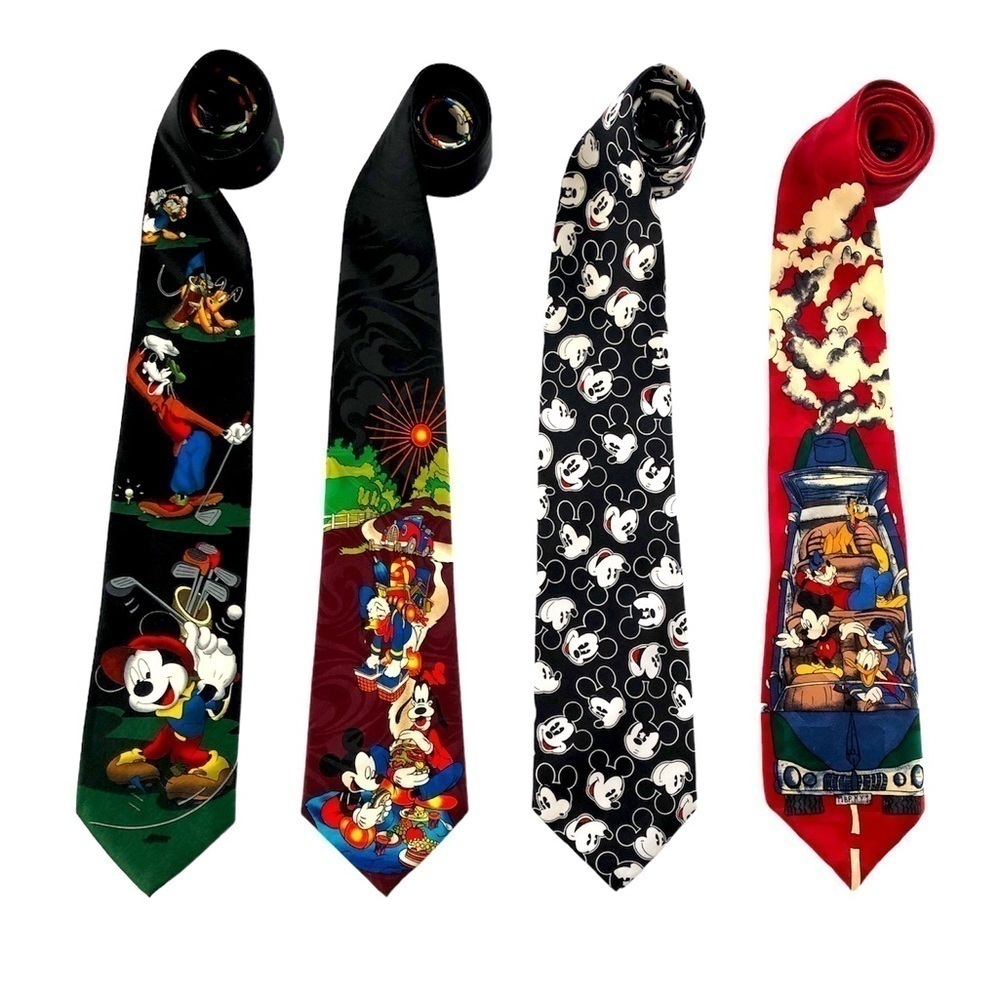 VTG Disney Novelty Ties Featuring Mickey Mouse. All are 4β Wide Adult Mens Ties.